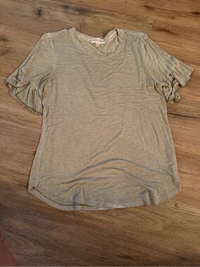Knox Rose Sage Green Ruffle Sleeve Short Sleeve Tee